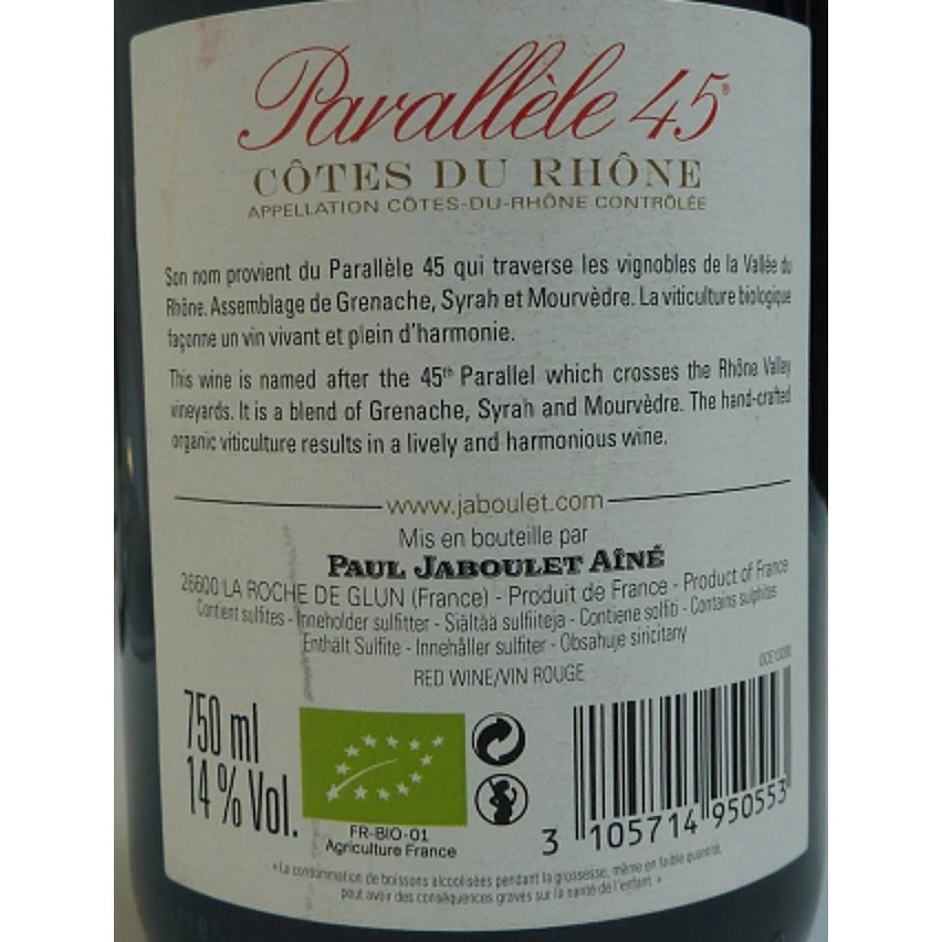 Maison Paul Jaboulet Aîné Parallèle 45 BIO, 2020 - Côtes du Rhône AOP - Rouge - 75 cl Budget 😍 Maison Paul Jaboulet Aîné Parallèle 45 BIO, 2020 - Côtes du Rhône AOP - Rouge - 75 cl 💯 -VINS ROUGES Boutique 3105714950553 2