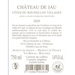 Offres 😉 Château de Jau Grand Vin, 2020 - Côtes-du-Roussillon-Villages AOP - Rouge - 75 cl 🌟 -VINS ROUGES Boutique 3119460003630 2