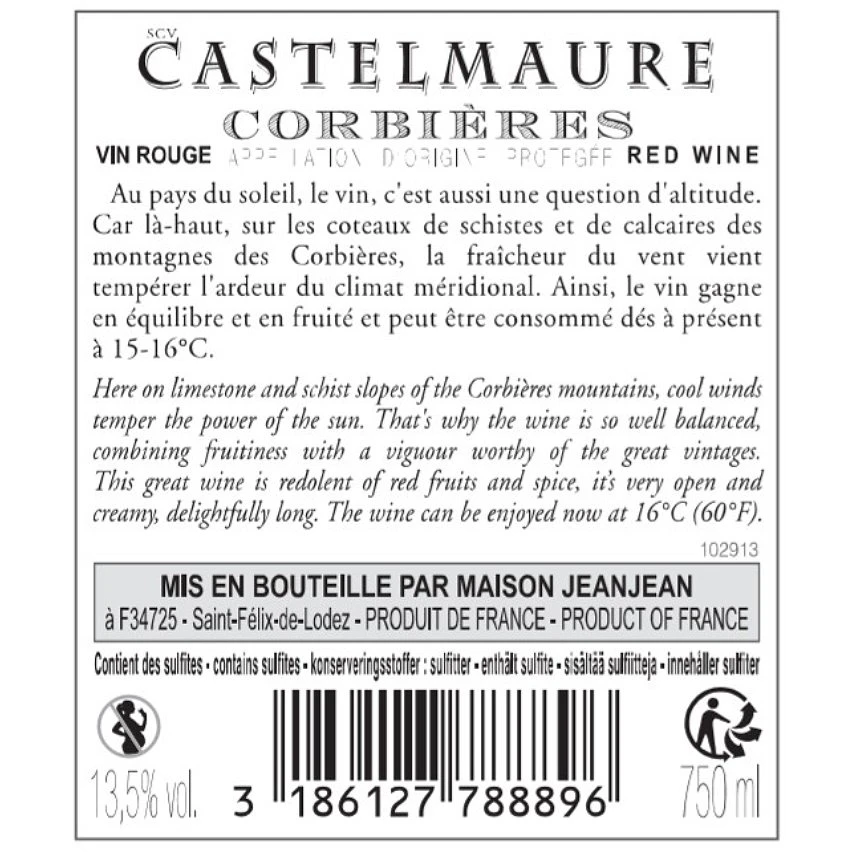 Castelmaure, 2021 - Languedoc AOP - Rouge - 75 cl Vente flash 🤩 Castelmaure, 2021 - Languedoc AOP - Rouge - 75 cl 🧨 -VINS ROUGES Boutique 3186127788896 2