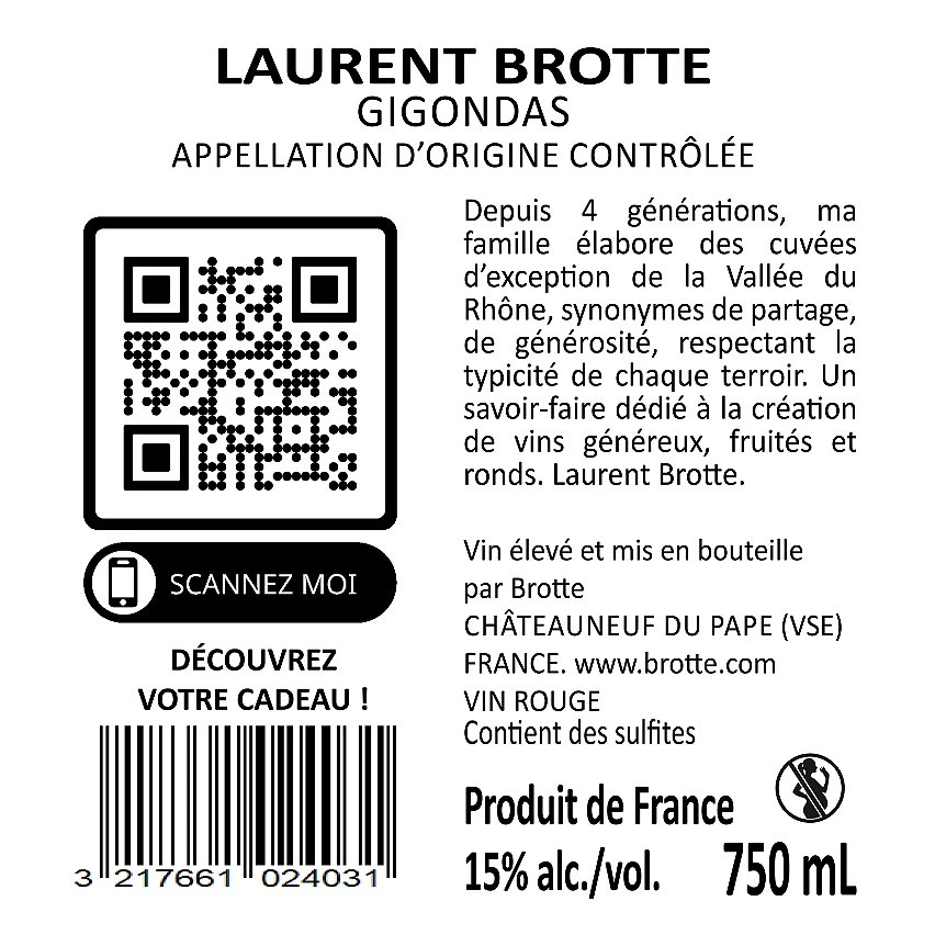 Laurent Brotte, 2020 - Gigondas AOP - Rouge - 75 cl Le moins cher ✨ Laurent Brotte, 2020 - Gigondas AOP - Rouge - 75 cl 🔥 -VINS ROUGES Boutique 3217661024031 2