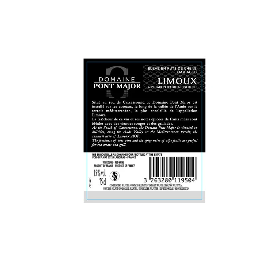 Domaine Pont Major, 2020 - Limoux AOP - Rouge - 75 cl Nouveau ❤️ Domaine Pont Major, 2020 - Limoux AOP - Rouge - 75 cl ❤️ -VINS ROUGES Boutique 3263280119504 2