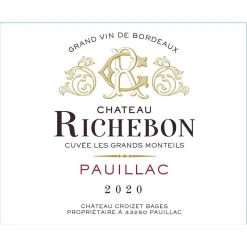 Tout neuf 💯 Château Richebon Les Grands Monteils, 2020 - Pauillac AOP - Rouge - 75 cl 🧨 -VINS ROUGES Boutique 3292145067209 3