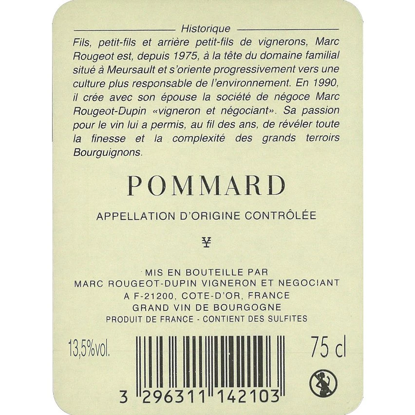 Marc Rougeot Dupin Villages, 2018 - Pommard AOP - Rouge - 75 cl Budget 😉 Marc Rougeot Dupin Villages, 2018 - Pommard AOP - Rouge - 75 cl ✔️ -VINS ROUGES Boutique 3296311142103 2