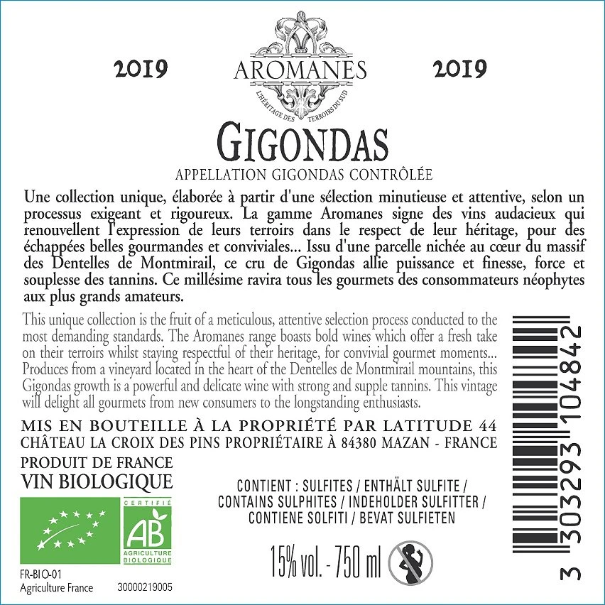 Aromanes Sculpté par le Vent BIO, 2019 - Gigondas AOC - Rouge - 75 cl Vente flash ✔️ Aromanes Sculpté par le Vent BIO, 2019 - Gigondas AOC - Rouge - 75 cl 🤩 -VINS ROUGES Boutique 3303293104842 2