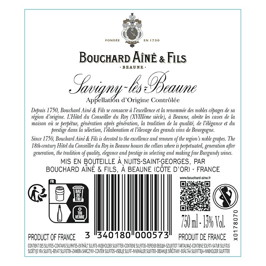 Bouchard Ainé & Fils, 2019 - Savigny-lès-Beaune AOP - Rouge - 75 cl Acheter 🌟 Bouchard Ainé & Fils, 2019 - Savigny-lès-Beaune AOP - Rouge - 75 cl ⭐ -VINS ROUGES Boutique 3340180000573 2