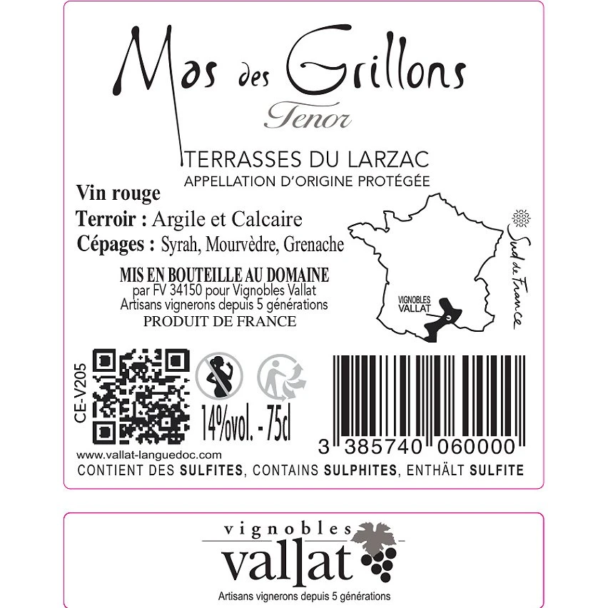 Mas des Grillons Tenor, 2020 - Terrasses du Larzac AOP - Rouge - 75 cl De gros 🎉 Mas des Grillons Tenor, 2020 - Terrasses du Larzac AOP - Rouge - 75 cl 🧨 -VINS ROUGES Boutique 3385740060000 2
