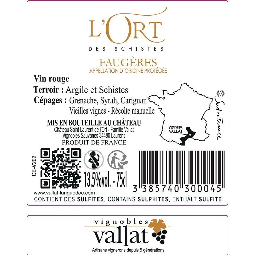 L'Ort des Schistes, 2020 - Faugères AOP - Rouge - 75 cl Remise ✔️ L'Ort des Schistes, 2020 - Faugères AOP - Rouge - 75 cl 👏 -VINS ROUGES Boutique 3385740300045 2