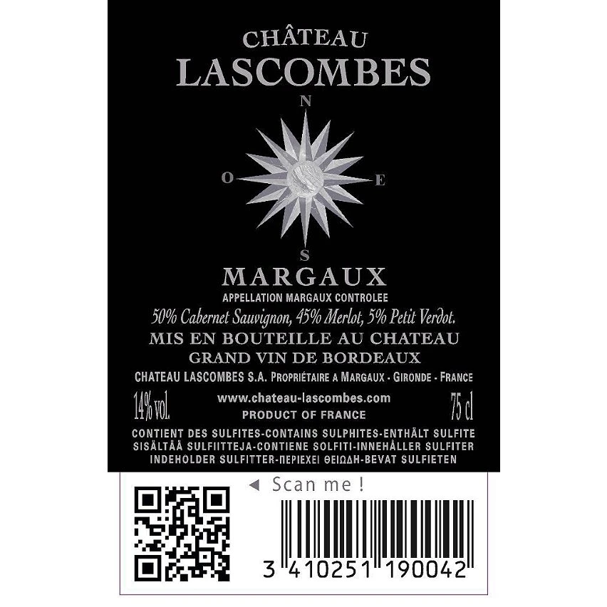 Château de Lascombes, 2019 - Margaux AOP - Rouge - 75 cl Top 10 🤩 Château de Lascombes, 2019 - Margaux AOP - Rouge - 75 cl 🥰 -VINS ROUGES Boutique 3410251190042 2