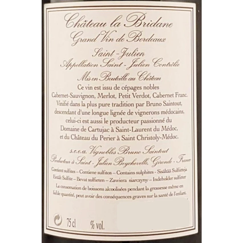 Château La Bridane, 2020 - Saint-Julien AOP - Rouge - 75 cl Meilleure vente 😉 Château La Bridane, 2020 - Saint-Julien AOP - Rouge - 75 cl ❤️ -VINS ROUGES Boutique 3444800000056 3