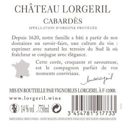 Meilleur prix 🛒 Château Lorgeril, 2020 - Cabardès AOP - Rouge - 75 cl 😍 -VINS ROUGES Boutique 3454781517733 2
