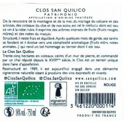 De gros 👏 Clos San Quilico BIO, 2019 - Patrimonio AOP - Rouge - 75 cl 🎁 -VINS ROUGES Boutique 3461220000114 2