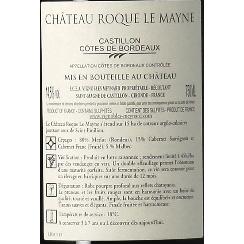 Château Roque Le Mayne, 2020 - Castillon Côtes de Bordeaux AOP - Rouge - 75 cl Bon marché 😉 Château Roque Le Mayne, 2020 - Castillon Côtes de Bordeaux AOP - Rouge - 75 cl ❤️ -VINS ROUGES Boutique 3484563342031 2