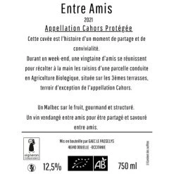 Remise 👏 Entre Amis BIO, 2021 - Cahors AOP - Rouge - 75 cl ✨ -VINS ROUGES Boutique 3496970000008 2