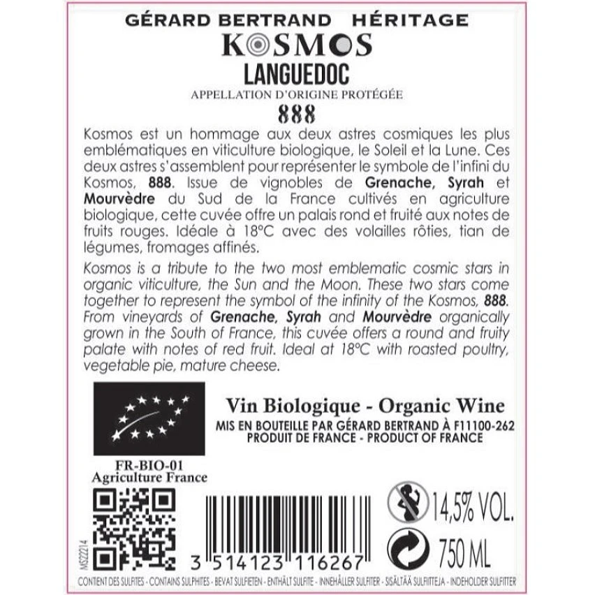 Kosmos 888, 2019 - Languedoc AOP - Rouge - 75 cl Offres 🎁 Kosmos 888, 2019 - Languedoc AOP - Rouge - 75 cl 👏 -VINS ROUGES Boutique 3514123116267 2