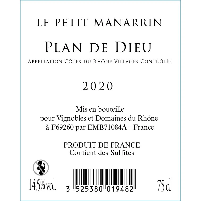 Le Petit Manarrin BIO, 2020 - Côtes du Rhône Villages Plan de Dieu AOP - Rouge - 75 cl Offres 🧨 Le Petit Manarrin BIO, 2020 - Côtes du Rhône Villages Plan de Dieu AOP - Rouge - 75 cl 🔔 -VINS ROUGES Boutique 3525380019482 2