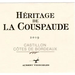 Le moins cher 😍 Héritage de la Couspaude, 2019 - Castillon Côtes de Bordeaux AOP - Rouge - 75 cl 🧨 -VINS ROUGES Boutique 3573422519315 3