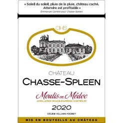 Remise 😉 Château Chasse-Spleen, 2020 - Moulis ou Moulis-en-Médoc AOP - Rouge - 75 cl 🌟 -VINS ROUGES Boutique 3700218206672 3