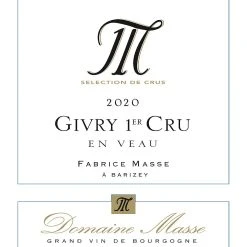 Tout neuf ✔️ Domaine Masse En Veau Vieilles Vignes, 2020 - Givry 1er Cru AOP - Rouge - 75 cl 🔥 -VINS ROUGES Boutique 3700558833507 3