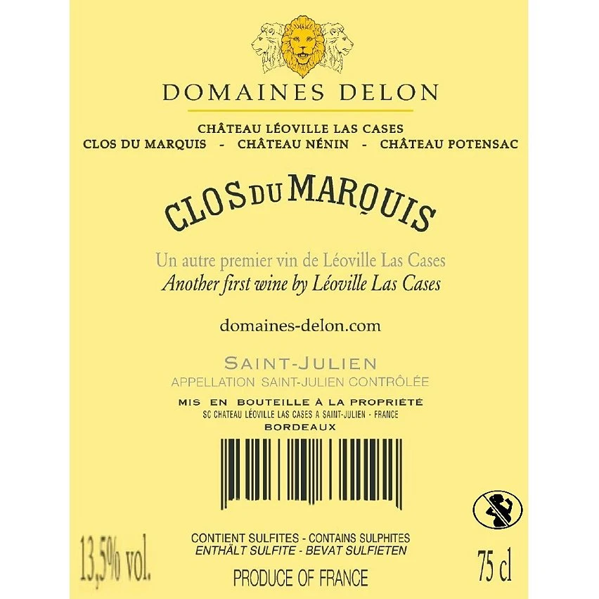 Clos du Marquis, 2020 - Saint-Julien AOP - Rouge - 75 cl Nouveau 🛒 Clos du Marquis, 2020 - Saint-Julien AOP - Rouge - 75 cl ✨ -VINS ROUGES Boutique 3701368631208 2