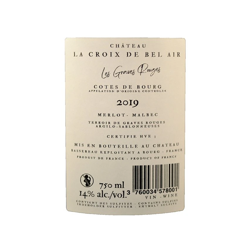 Château La Croix de Bel Air, 2019 - Côtes de Bourg AOP - Rouge - 75 cl Coupon 🤩 Château La Croix de Bel Air, 2019 - Côtes de Bourg AOP - Rouge - 75 cl ❤️ -VINS ROUGES Boutique 3760034578001 2