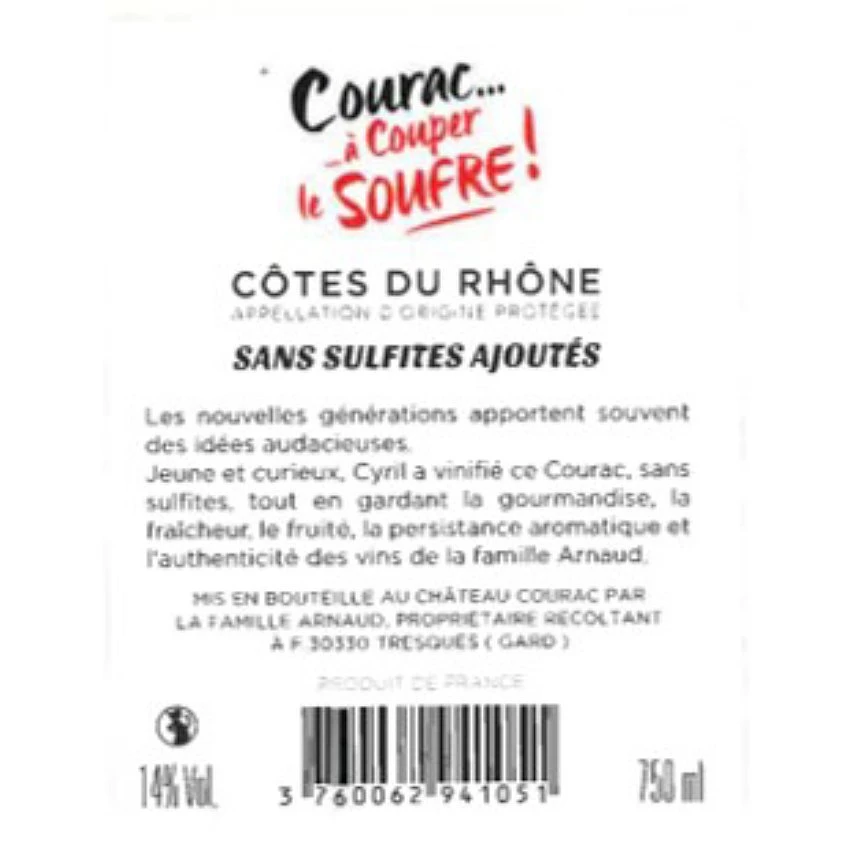 Château Courac A Couper Le Soufre !, 2021 - Côtes du Rhône AOP - Rouge - 75 cl Meilleure vente 😀 Château Courac A Couper Le Soufre !, 2021 - Côtes du Rhône AOP - Rouge - 75 cl 😉 -VINS ROUGES Boutique 3760062941051 2