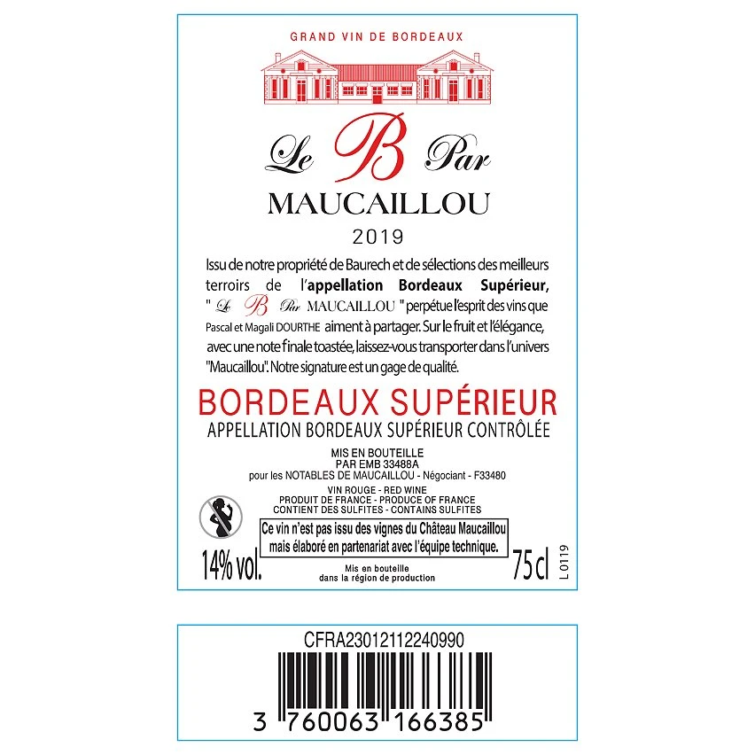 Le B par Maucaillou, 2019 - Bordeaux Supérieur AOP - Rouge - 75 cl Bon marché 😉 Le B par Maucaillou, 2019 - Bordeaux Supérieur AOP - Rouge - 75 cl ⌛ -VINS ROUGES Boutique 3760063166385 3