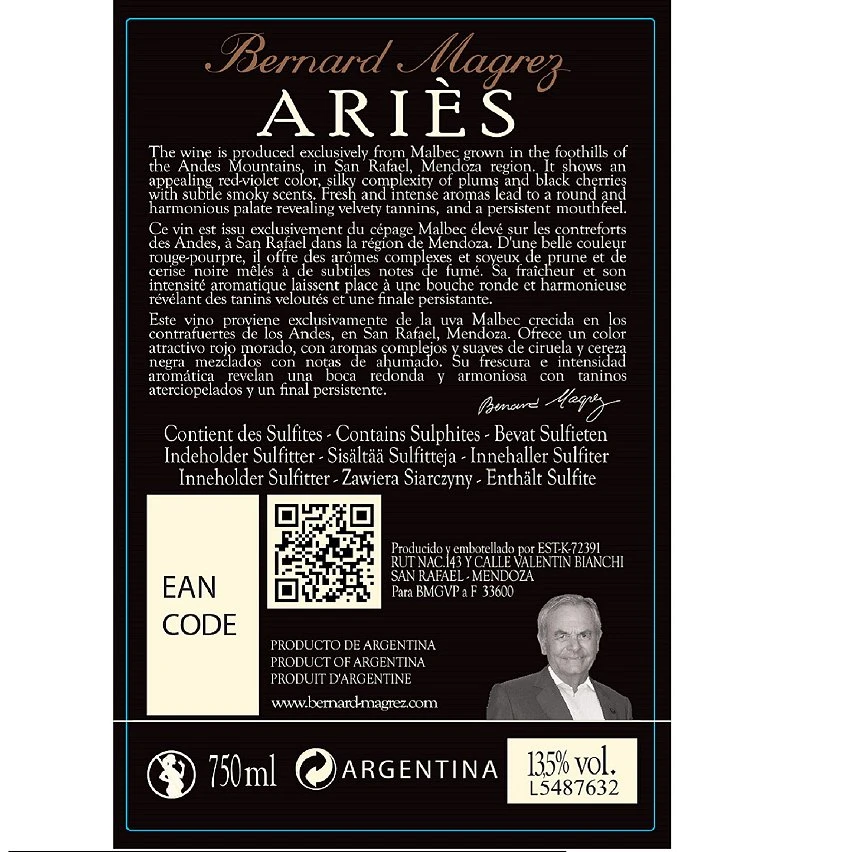 Bernard Magrez, 2020, Argentine - Rouge - 75 cl Nouveau 🔥 Bernard Magrez, 2020, Argentine - Rouge - 75 cl 😀 -VINS ROUGES Boutique 3760118600765 2