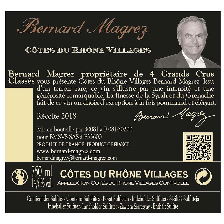 Bernard Magrez, 2018 - Côtes du Rhône Villages AOP - Rouge - 75 cl Top 10 😀 Bernard Magrez, 2018 - Côtes du Rhône Villages AOP - Rouge - 75 cl 💯 -VINS ROUGES Boutique 3760127871644 2