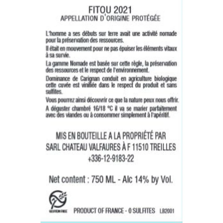Château Valfaures Nomads - Sans Sulfites Ajoutés - HVE, 2021 - Fitou AOP - Rouge - 75 cl Les meilleures critiques de 🔔 Château Valfaures Nomads - Sans Sulfites Ajoutés - HVE, 2021 - Fitou AOP - Rouge - 75 cl ⭐ -VINS ROUGES Boutique 3760181990114 2