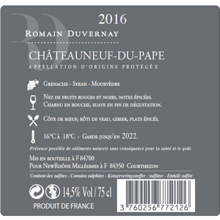 Romain Duvernay, 2016 - Châteauneuf-du-Pape AOP - Rouge - 75 cl Coupon 👍 Romain Duvernay, 2016 - Châteauneuf-du-Pape AOP - Rouge - 75 cl 🎉 -VINS ROUGES Boutique 3760256772126 2