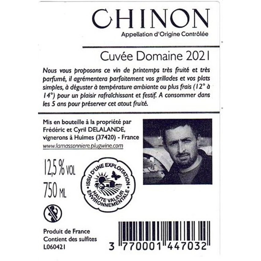 Domaine La Massonière, 2021 - Chinon AOP - Rouge - 75 cl Nouveau 🥰 Domaine La Massonière, 2021 - Chinon AOP - Rouge - 75 cl 🎁 -VINS ROUGES Boutique 3770001447032 2